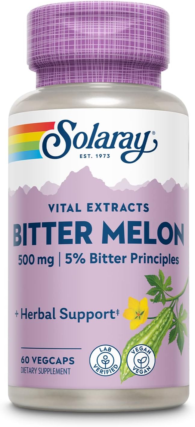 SOLARAY Bitter Melon Fruit Extract 500mg – Standardised to 5% Bitter Principles – 60 Veg Capsules - görsel 1