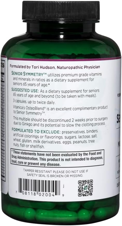 Vitanica, Senior Symmetry, over 65s Multivitamins and Minerals, Vegan, 180 Capsules - görsel 3