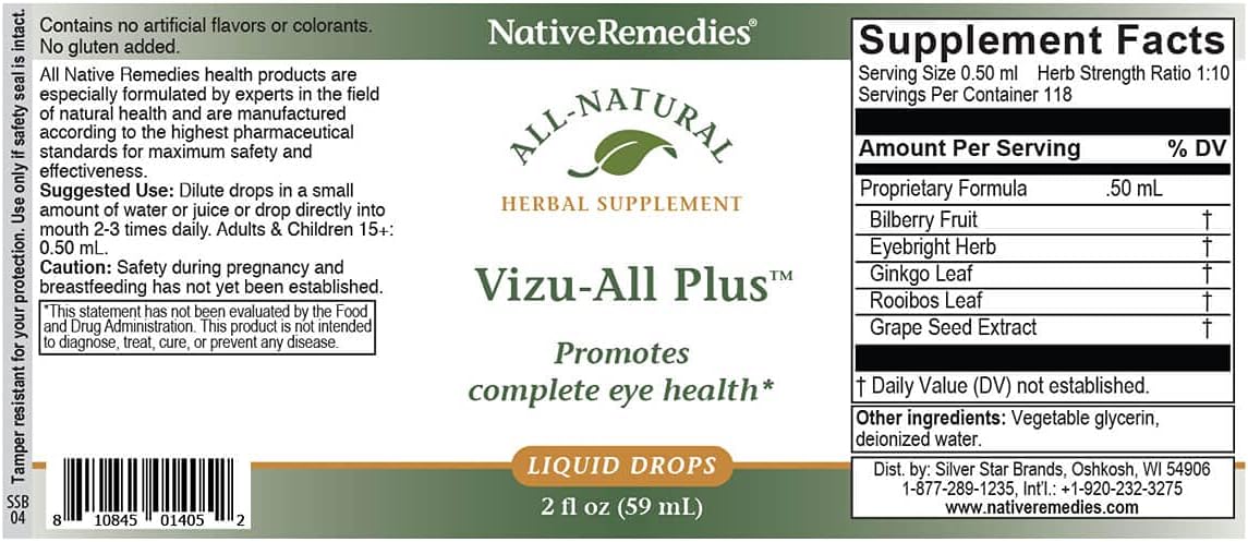 Native Remedies Vizu-All Plus - Herbal Tincture for Eye Health, 59 ml - görsel 5