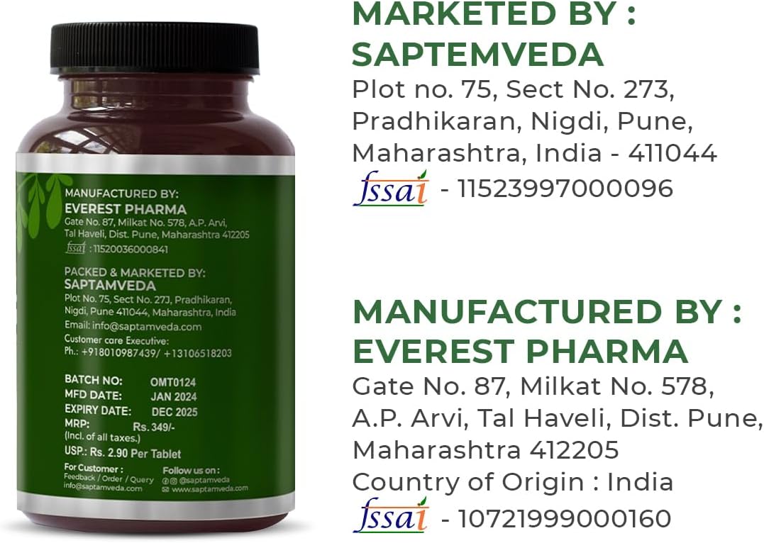 SAPTAMVEDA Natural Moringa Tablets - Organic Drumstick Leaf Food Supplement (120 Tablets) - görsel 5