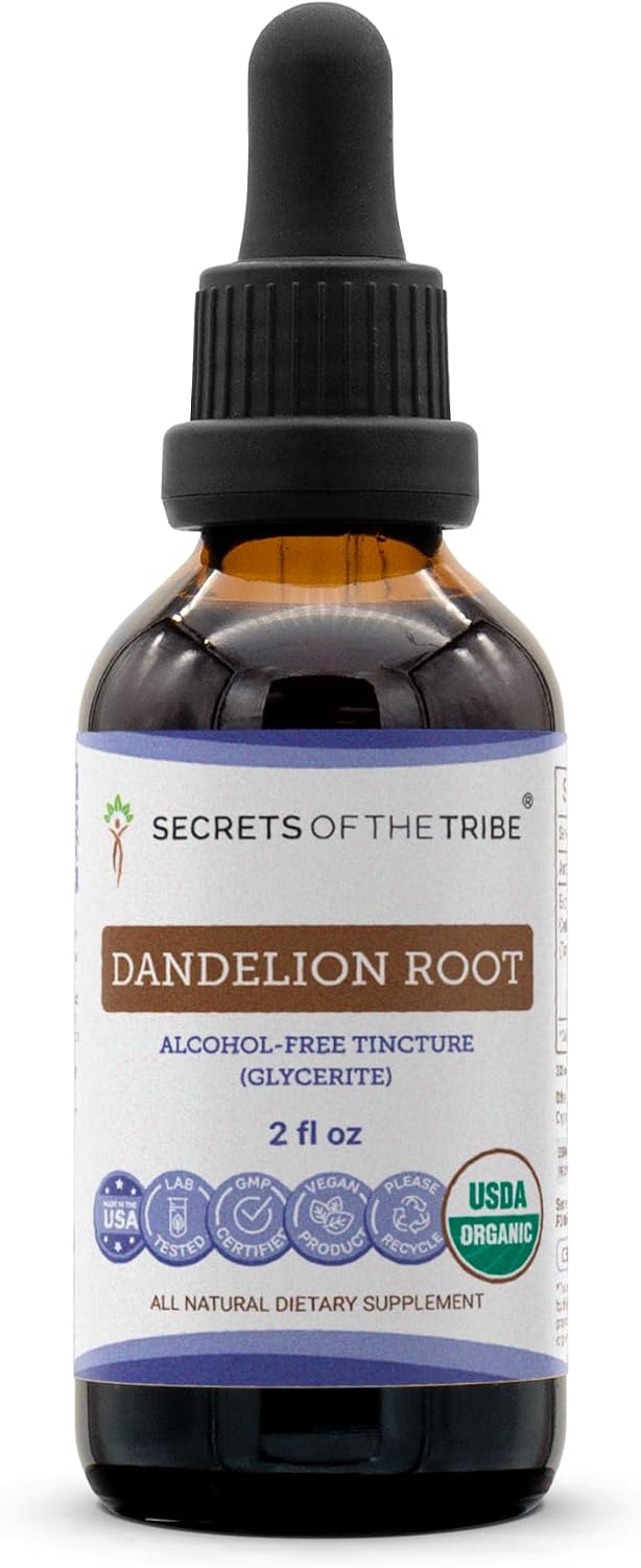 Secrets of the Tribe Dandelion Root Organic | Alcohol-Free Extract, High-Potency Herbal Drops | Made from 100% Certified Organic Taraxacum Officinale Dried Root (60 ml) - görsel 1