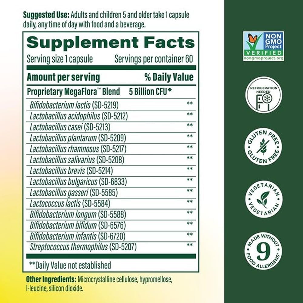 MegaFood MegaFlora Kids Probiotics - 5 Billion CFUs - Digestive Health Support - 60 Mini Capsules - görsel 2