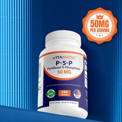 Vitamatic P5P 50 mg – Pyridoxal-5-Phosphate – Active Vitamin B6 – 240 Tablets