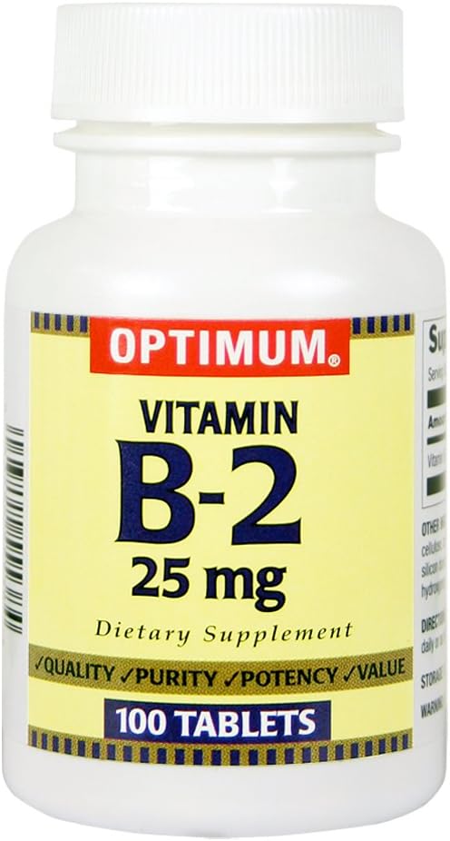 Optimum Vitamin B-2 Tablets, 25 mg, 100 Count (Pack of 2) - görsel 1