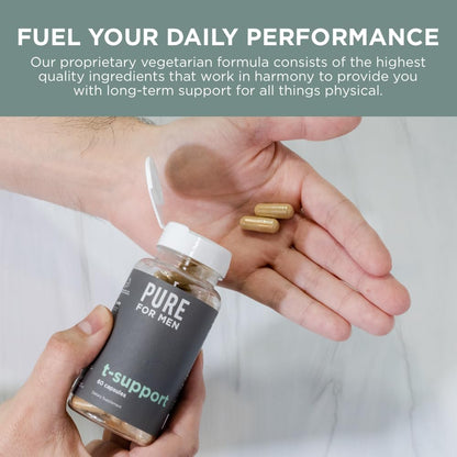 Pure for Men T-Support Supplement - Total Support for Men with Maca, Vitamin D3, and Ashwagandha, 60 Capsules