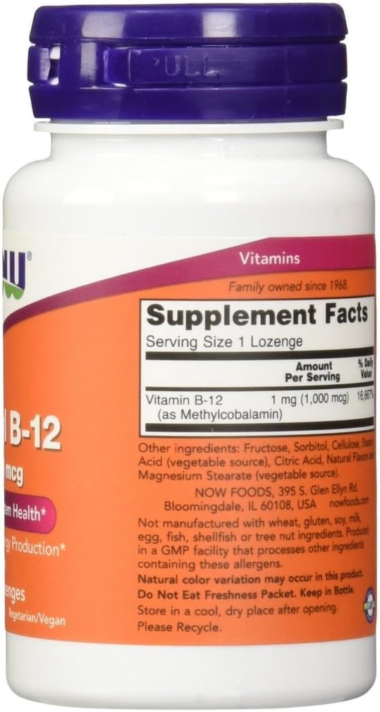 NOW Foods Methyl B-12, 1000mcg, Vegan Lozenges, 200 Count (Pack of 2) - görsel 2