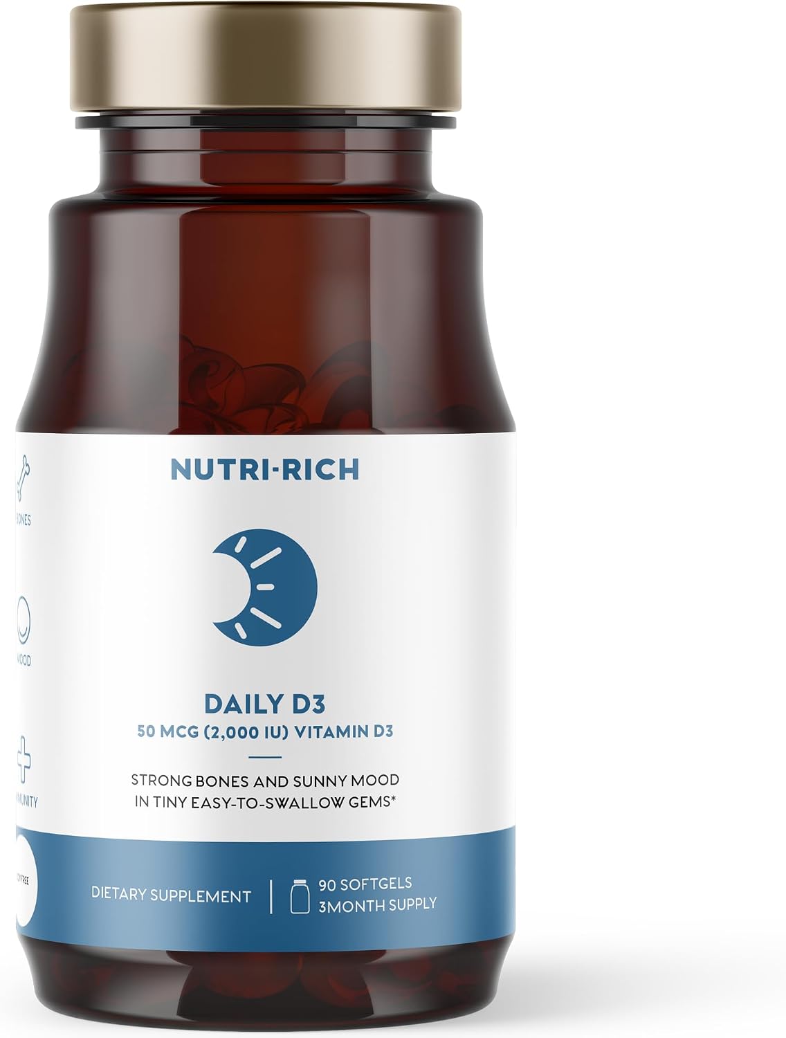 Nutri-Rich Vitamin D3 2000 IU (50 mcg) – High Potency, Immune & Bone Support – 90 Softgels - görsel 1