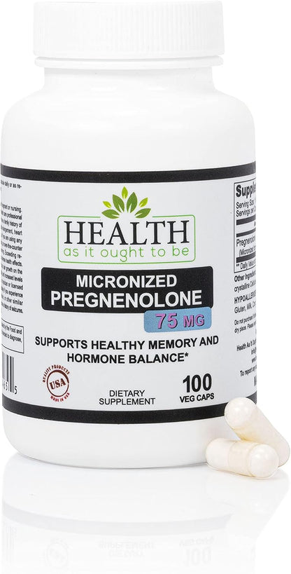 Pregnenolone 75mg Supplement – Micronised, 100 Capsules