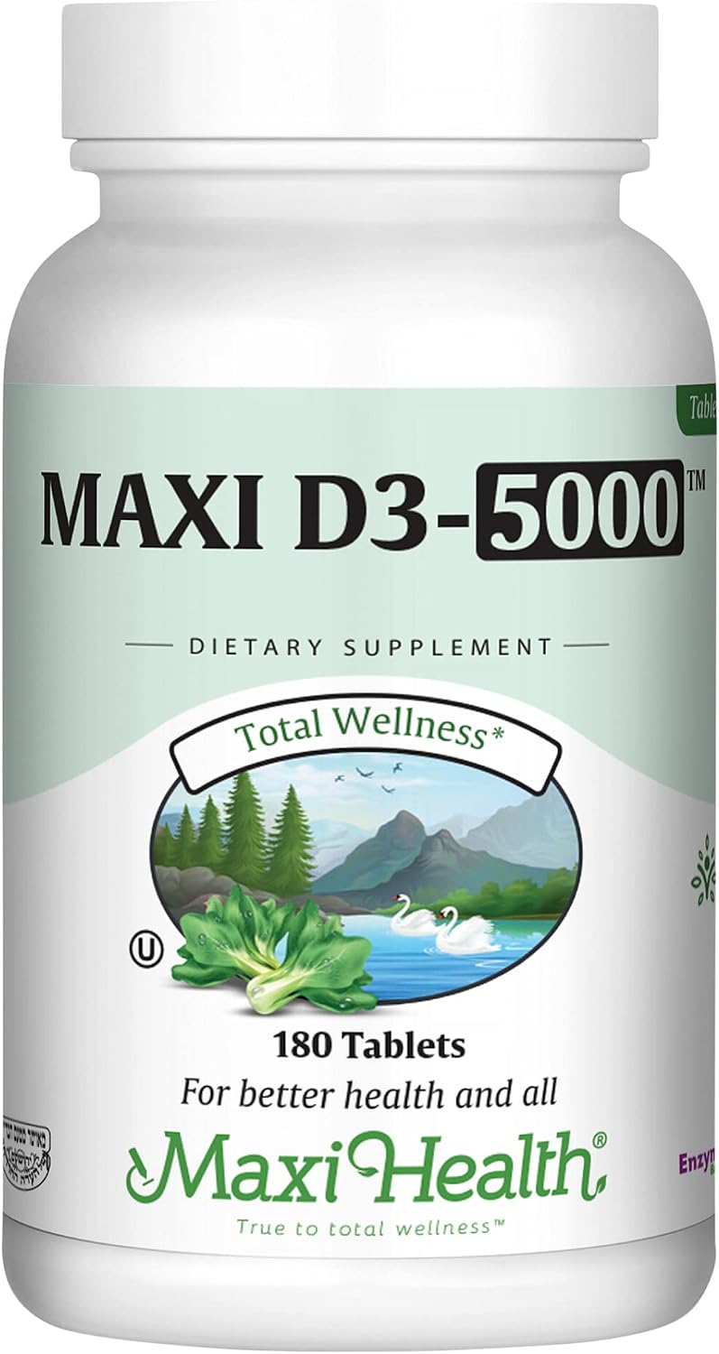 Vitamin D3 5000 IU (125 mcg) - High Strength Vitamin D3 Supplement for Bone and Immune Support - 180 Tablets - görsel 1