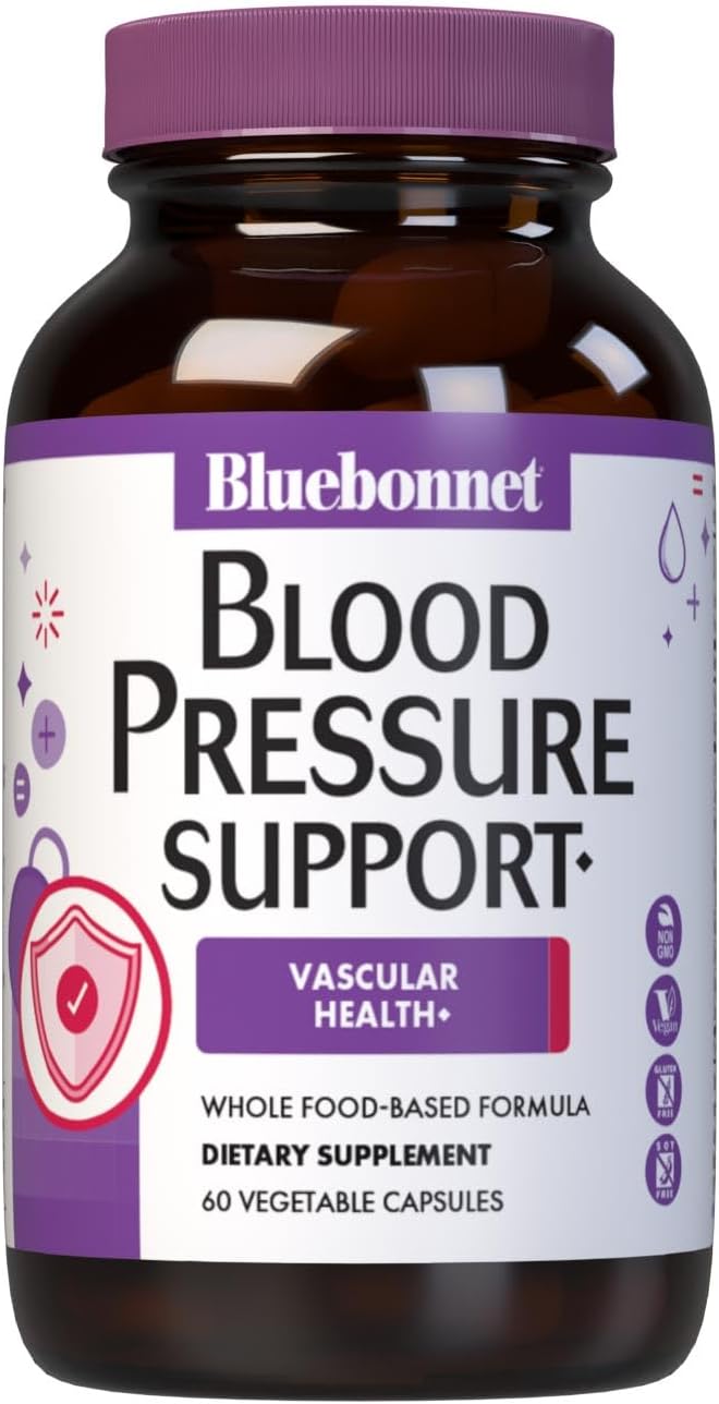 Bluebonnet Nutrition Blood Pressure Support, Vascular Health*, Non-GMO, Vegan, Gluten-Free, 60 Vegetable Capsules - görsel 1