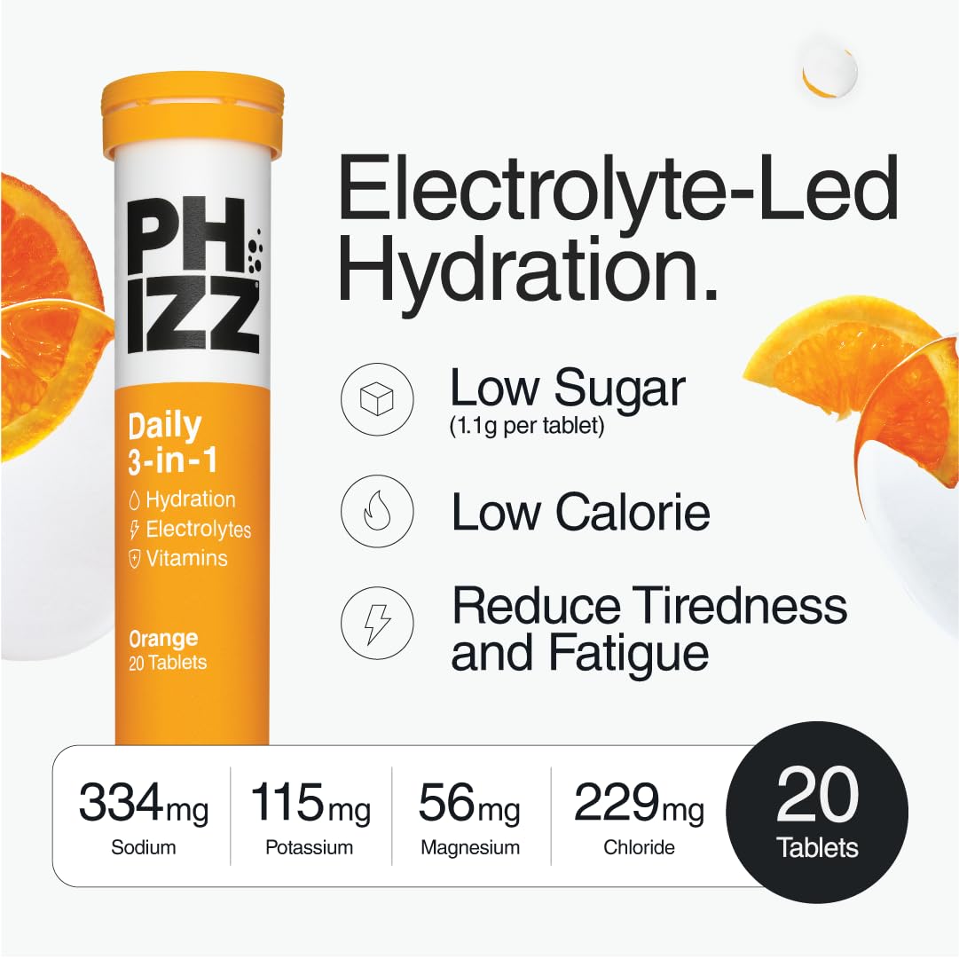 Phizz Electrolyte Multivitamin Rehydration Tablets, Orange, 20 Tablets - görsel 3