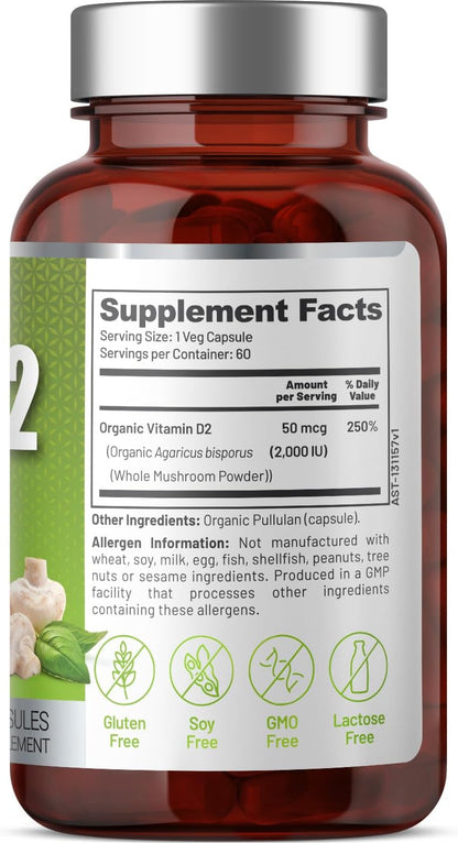 EAT INTACT USDA Organic Vegan Whole Food Vitamin D (D2), 2000 IU, 60-Day Supply