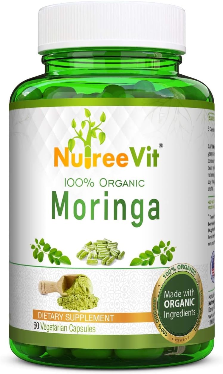 NutreeVit 100% Organic Moringa - 150 Capsules - görsel 1