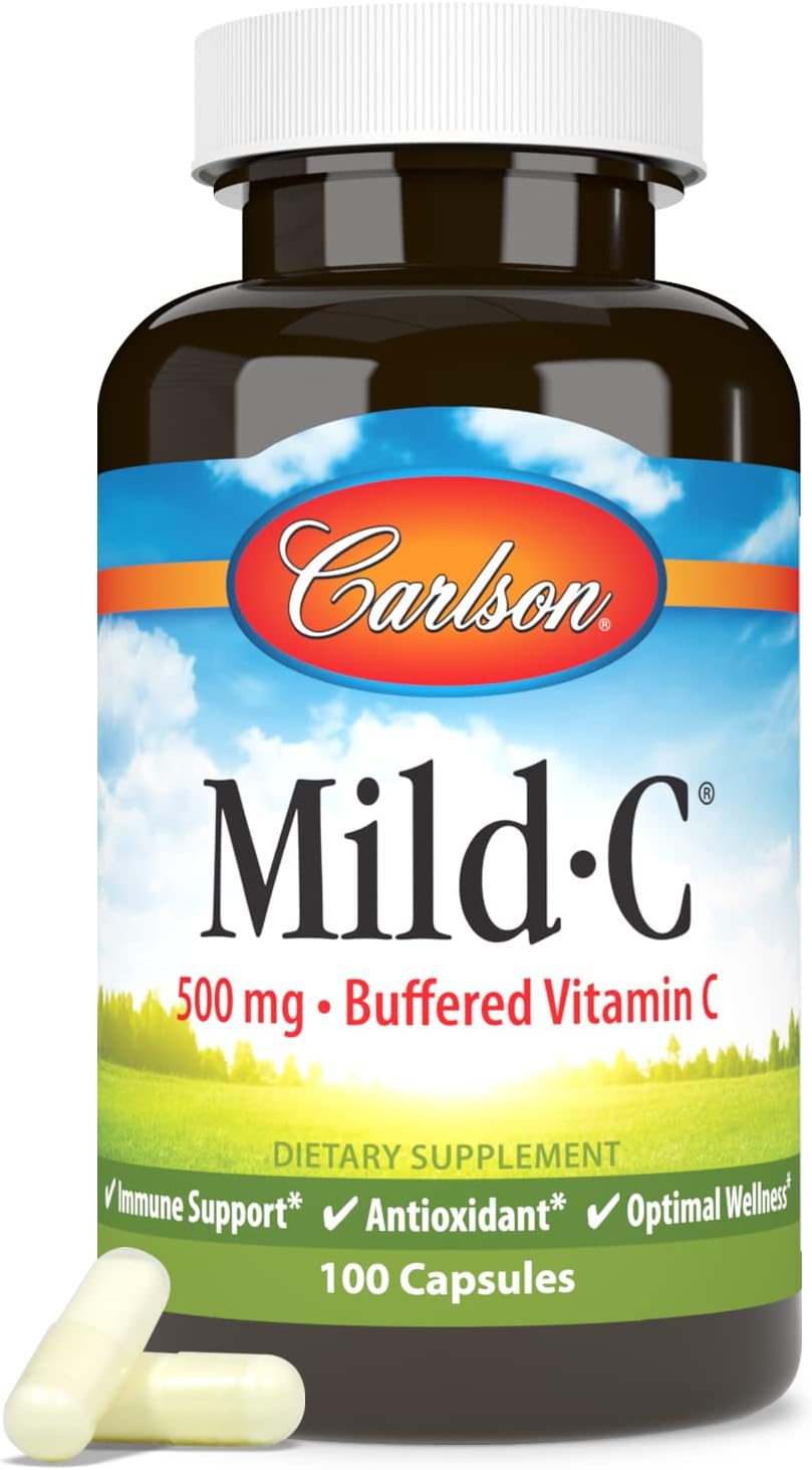 Carlson - Mild-C, 500 mg, Buffered Vitamin C, Immune Support & Optimal Wellness, Antioxidant, 100 Capsules - görsel 5