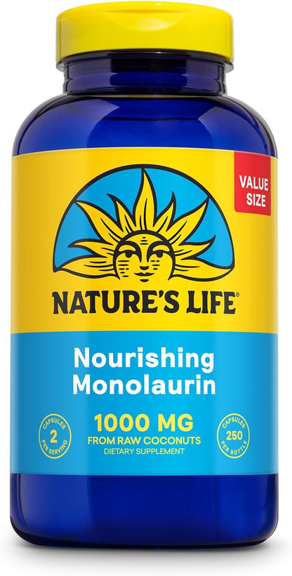 Nature's Life Monolaurin 1000 mg - Immune Support and Gut Health, 90 Vegetarian Capsules