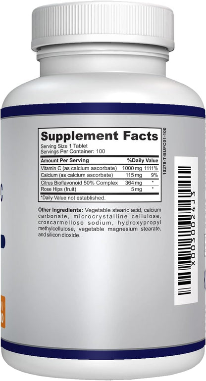 O!VITA Buffered Vitamin C 1000mg – Non-GM Tablets for Immune System Support, 100 Tablets