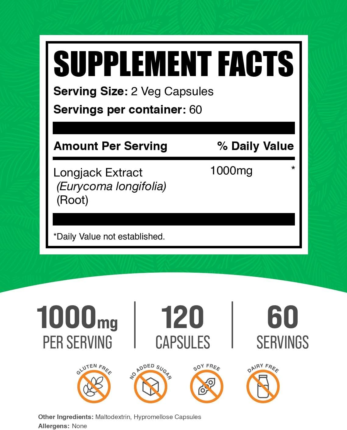 BulkSupplements Longjack Extract Capsules - Tongkat Ali, 120 Veg Capsules - görsel 2