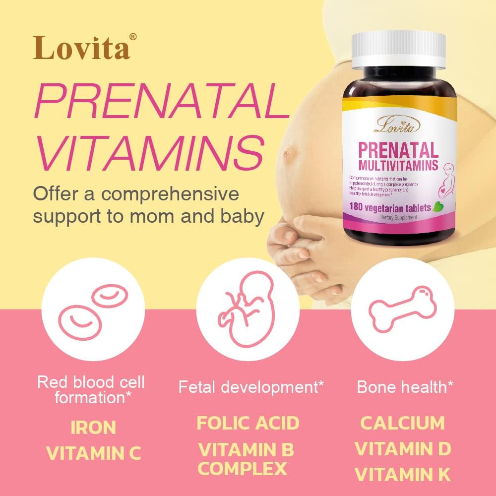 LOVITA Prenatal Multivitamins – 180 Vegetarian Tablets - görsel 3