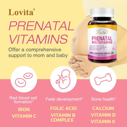 LOVITA Prenatal Multivitamins – 180 Vegetarian Tablets