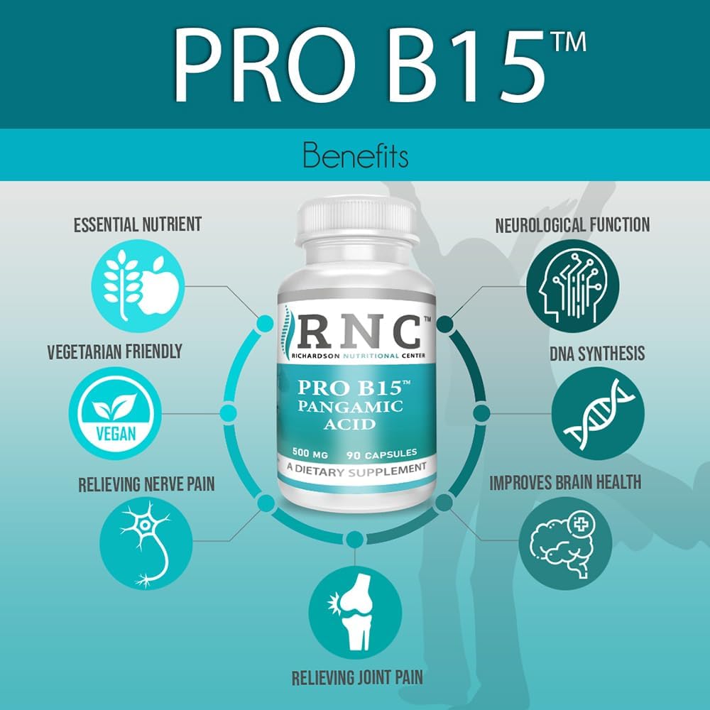 Richardson Nutritional Centre B15 Complete Extra Strength, Pangamic Acid, with TMG, DMG 500mg 90 Capsules - Supports Healthy Oxygen & Energy Levels - görsel 4