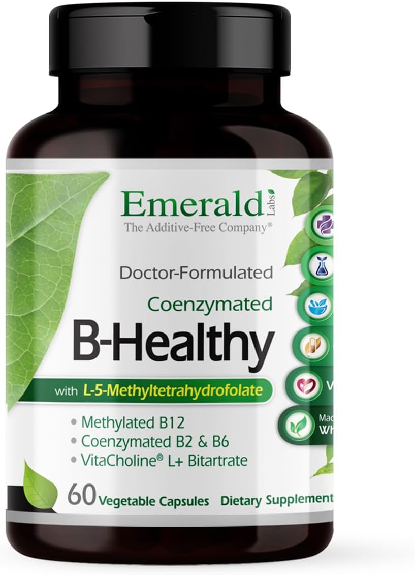 EMERALD LABS B-Healthy - Vegan Vitamin B Complex with Methylated Folic Acid - 60 Vegetable Capsules - görsel 1