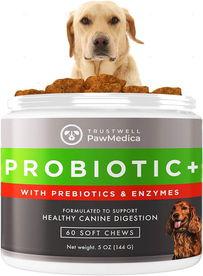 PawMedica Dog Probiotics and Digestive Enzymes, Probiotics for Dogs Made in USA, Pet Probiotic Chews for Dogs, Prebiotics & Probiotic Dog Digestive Support, Probiotic Treats - 120 Dog Probiotic Chews