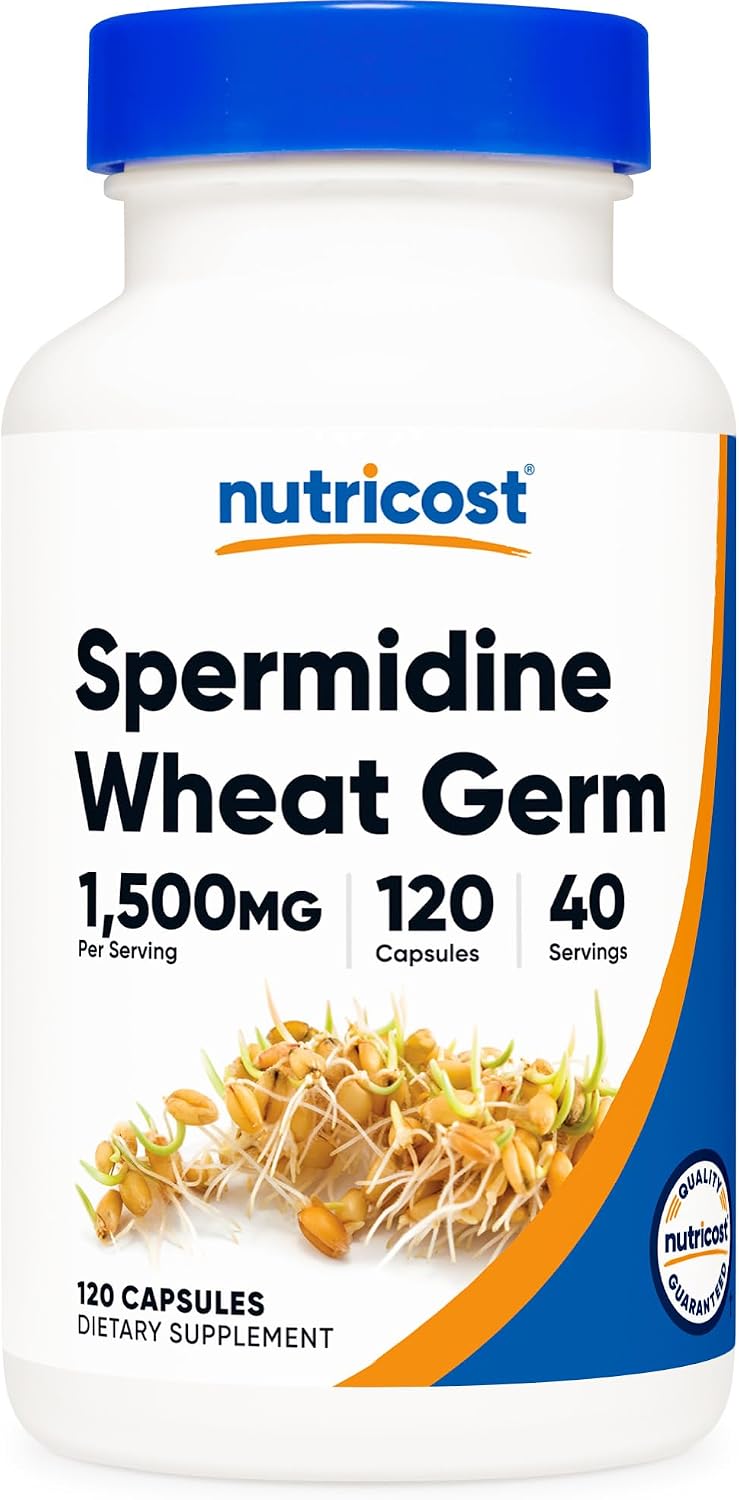 Nutricost Spermidine Wheat Germ Extract Supplement 120 Capsules for 40 Servings Per Bottle – Vegetarian, GM Free - görsel 1