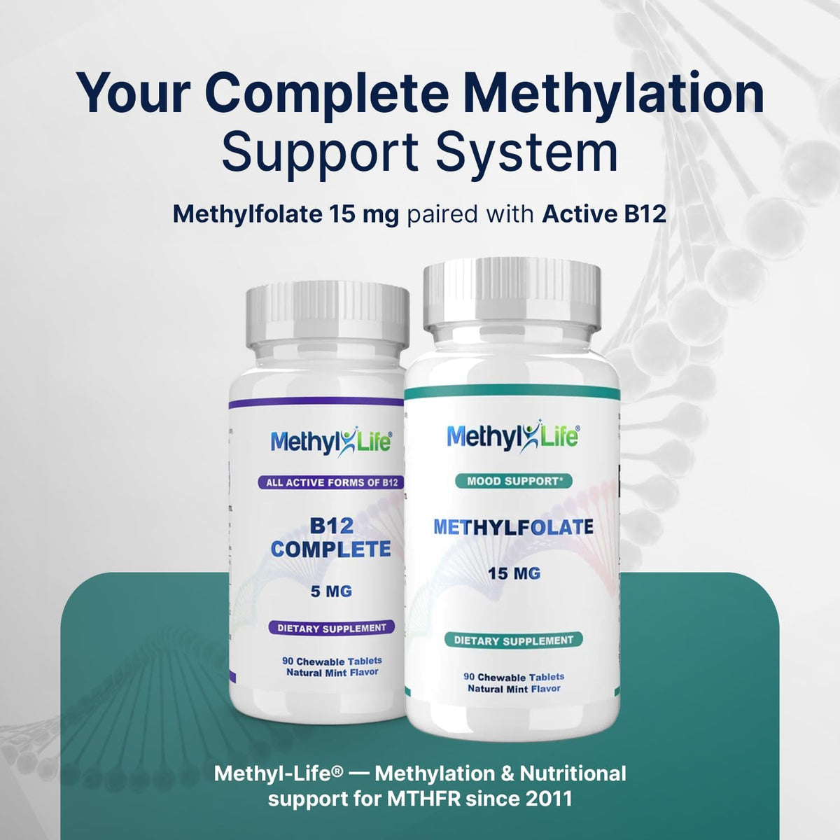 Methyl-Life® L-Methylfolate 15 mg – Active Folate Supplement with Cerebrofolate® – Chewable Tablets (90 Tablets) - görsel 7