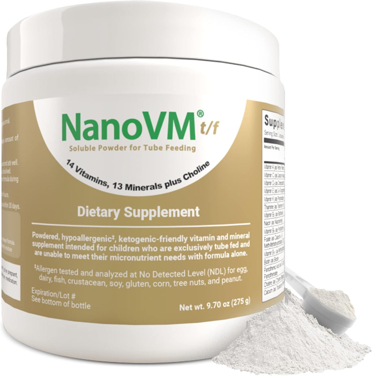 NanoVM t/f Dietary Supplement for Tube Feeding, Allergen-Free Kids Multivitamin, Unflavoured Powder, 275g - görsel 1