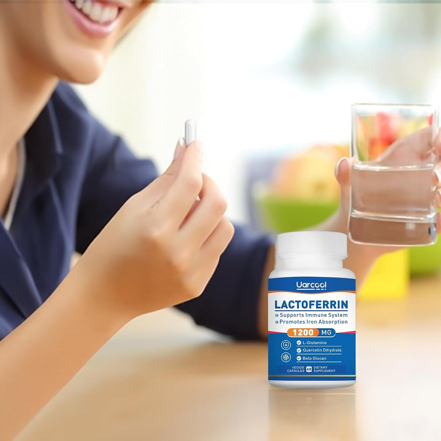 Uarcool Lactoferrin Supplement 1200mg - Gluten-free, Vegetarian - 60 Capsules - görsel 7
