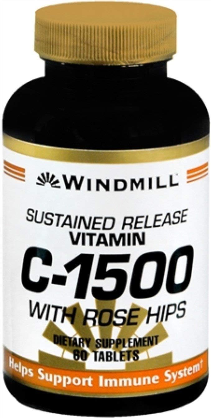 Windmill Vitamin C-1500 Tablets with Rose Hips Sustained Release - 60 Tablets (Pack of 2) - görsel 1