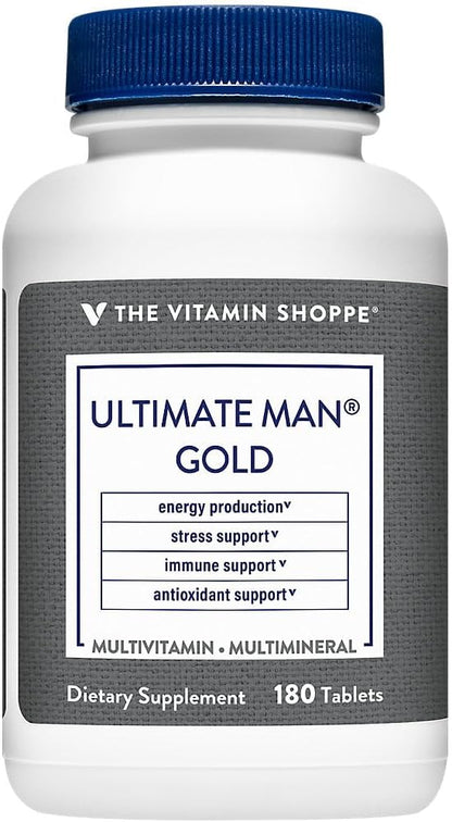 The Vitamin Shoppe Ultimate Man Multivitamin - Daily Men's Multivitamin with Key Vitamins & Minerals, Supports Energy and Overall Wellness, Gluten-free, Soya & Dairy-free, 180 Tablets