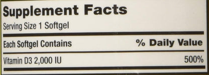 Kirkland Signature Extra Strength Vitamin D3 2000 IU, 600 Softgels (3-Pack)