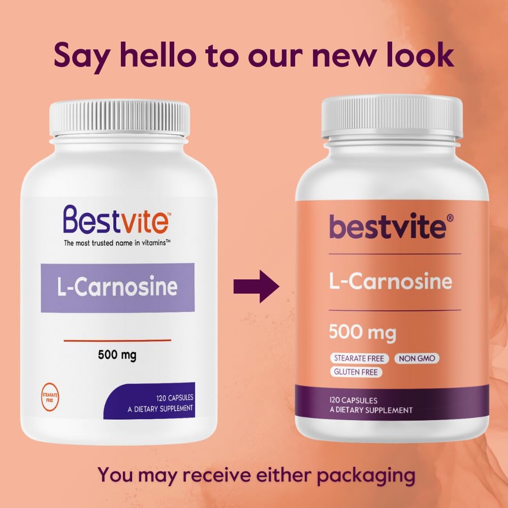 BESTVITE L-Carnosine 500mg (240 Capsules) - No Fillers, Non-GMO, Gluten-free - görsel 4