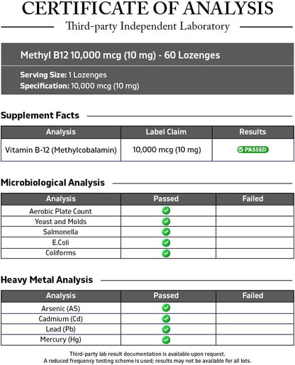 Vitamatic Methyl B12 (Methylcobalamin) 10,000 mcg – 60 Lozenges – Premium Vitamin B12 for Energy & Nerve Health