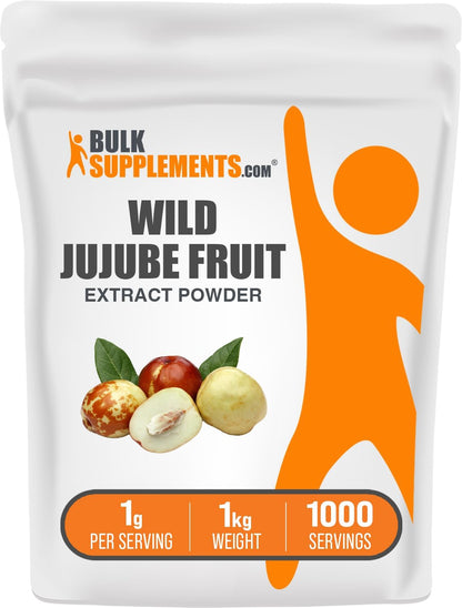BulkSupplements.com Wild Jujube Extract Powder - Sourced from Jujube Fruit, Herbal Supplement - Gluten-Free, 1g per Serving, 500g