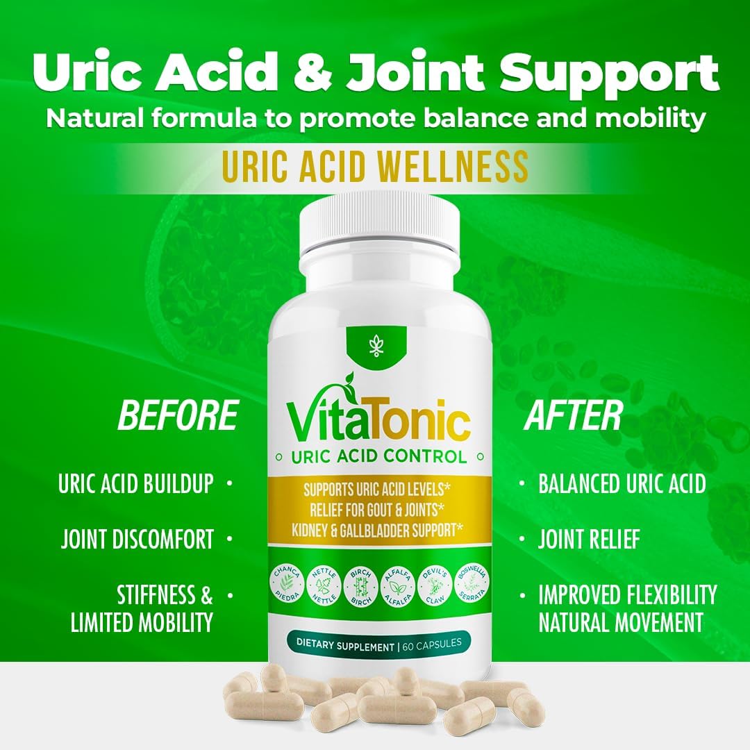 AURA VITAMINS – Vitatonic Uric Acid Balancing Aid – Herbal Joint Care Support – 60 Capsules - görsel 6