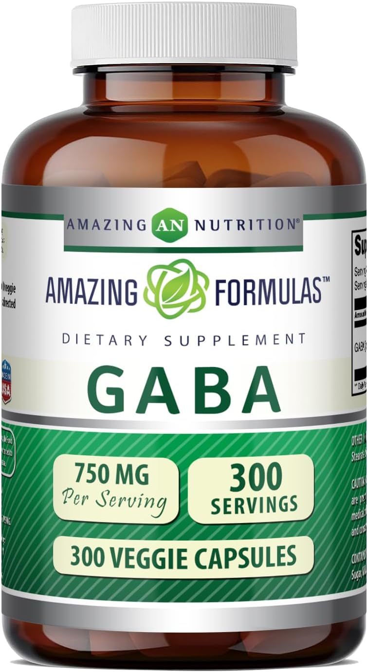 Amazing Formulae GABA Supplement | 750 mg per Serving | 100 Veggie Capsules | Non-GMO | Gluten-free | Made in USA - görsel 9