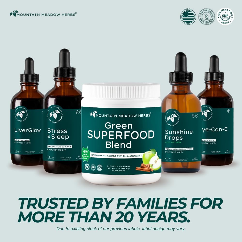 Mountain Meadow Herbs Green Superfood Blend – Organic Greens Powder with Spirulina, Chlorella, Probiotics & Digestive Enzymes – Apple Cinnamon Flavour – 30 Servings - görsel 6