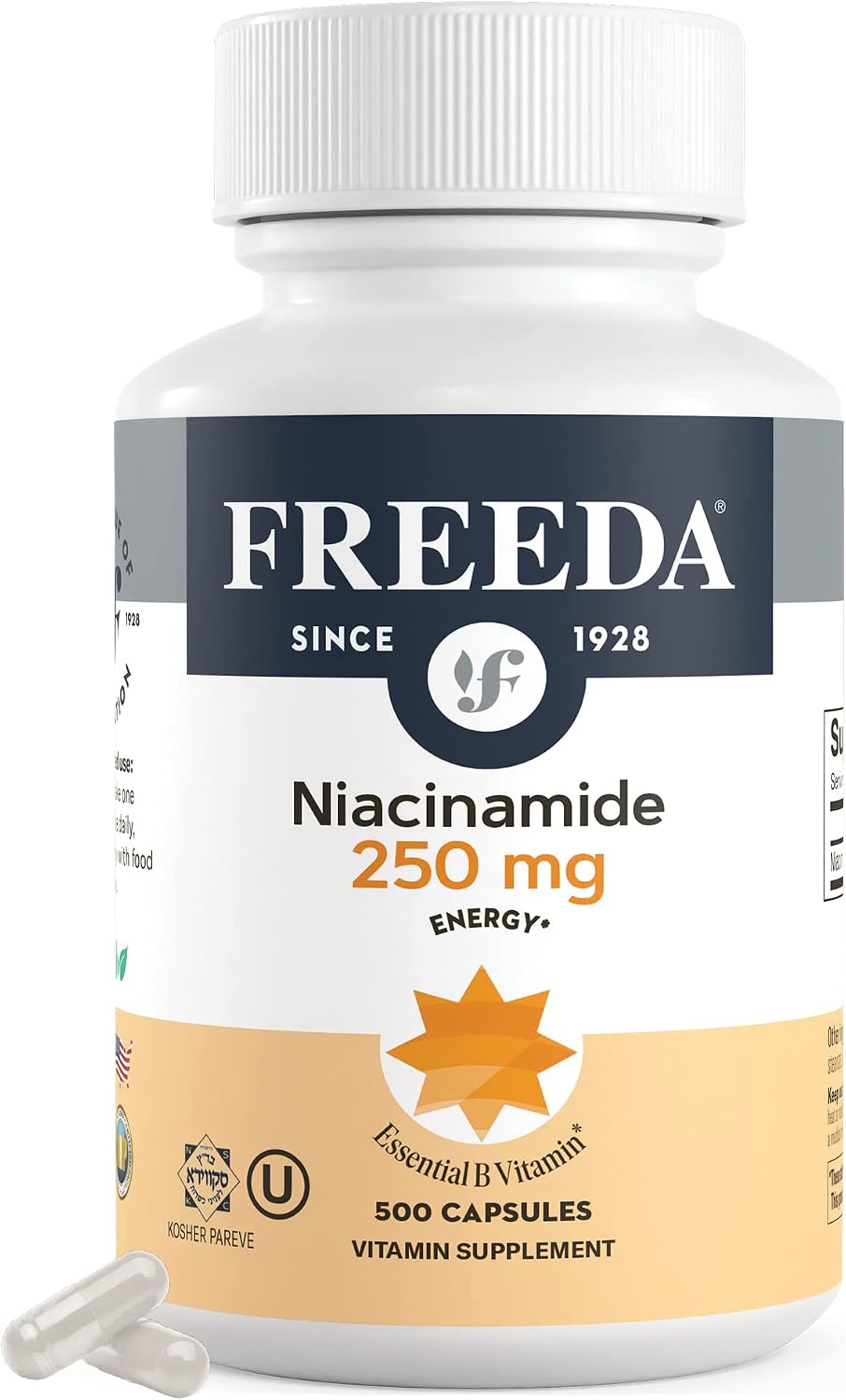Freeda Niacinamide - Vitamin B3 250 mg, 500 Capsules (No Flush) - görsel 1