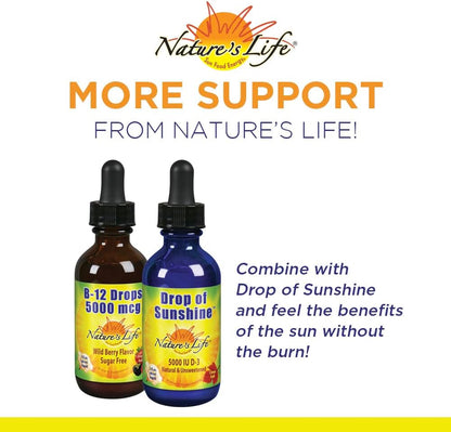 Nature's Life B12 Drops 5000 mcg - Vitamin B12 Methylcobalamin Liquid Supplement, Natural Mixed Berry Flavour, 59 ml
