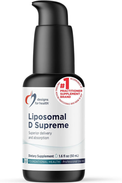 Designs for Health Liposomal D Supreme - Vitamin D3 + K (K1 & K2) Liquid - 2500 IU D3, 325 mcg K - Enhanced Absorption, Non-GM