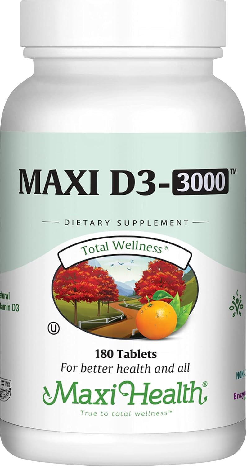 Maxi Health Vitamin D3 3000 IU (75 mcg) – Liquid Soft gel capsule Capsules for Bone and Immune Support – Non-GMO, Kosher, 180 Count - görsel 7