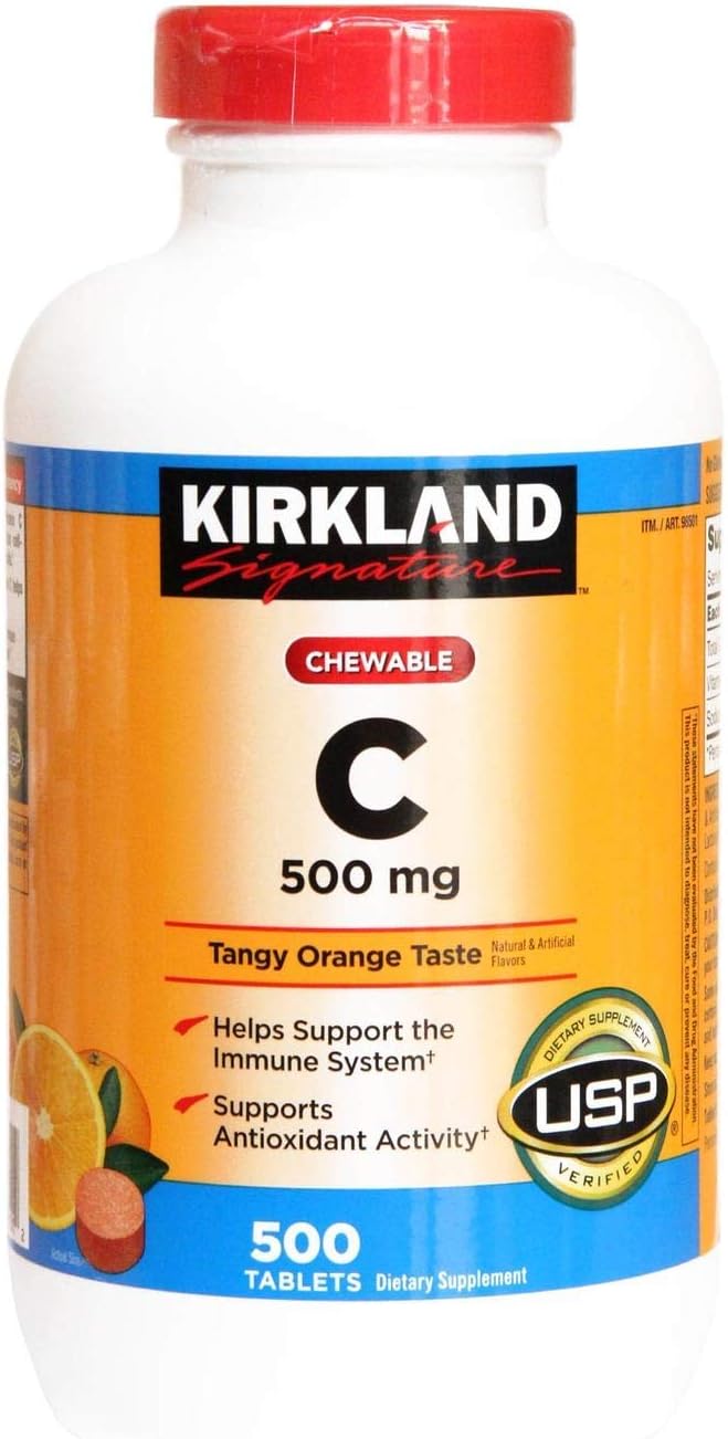 Kirkland Signature Vitamin C 500mg Tangy Orange Chewable Tablets, 1000 Count - görsel 2