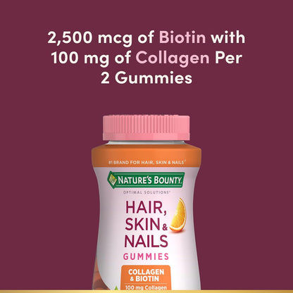Nature's Bounty Biotin and Collagen Gummies, Tropical Citrus, 140 Count