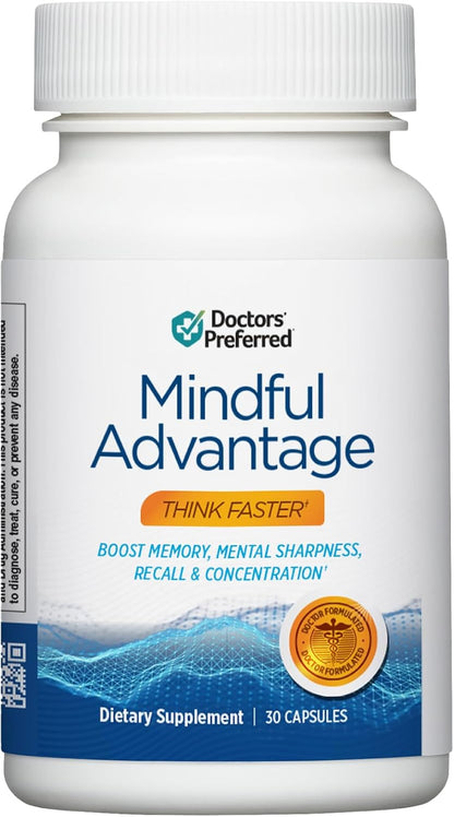 DOCTORS' PREFERRED Mindful Advantage Brain Supplements for Memory and Focus – Boost Memory, Mental Sharpness, Recall & Concentration – 30 Capsules