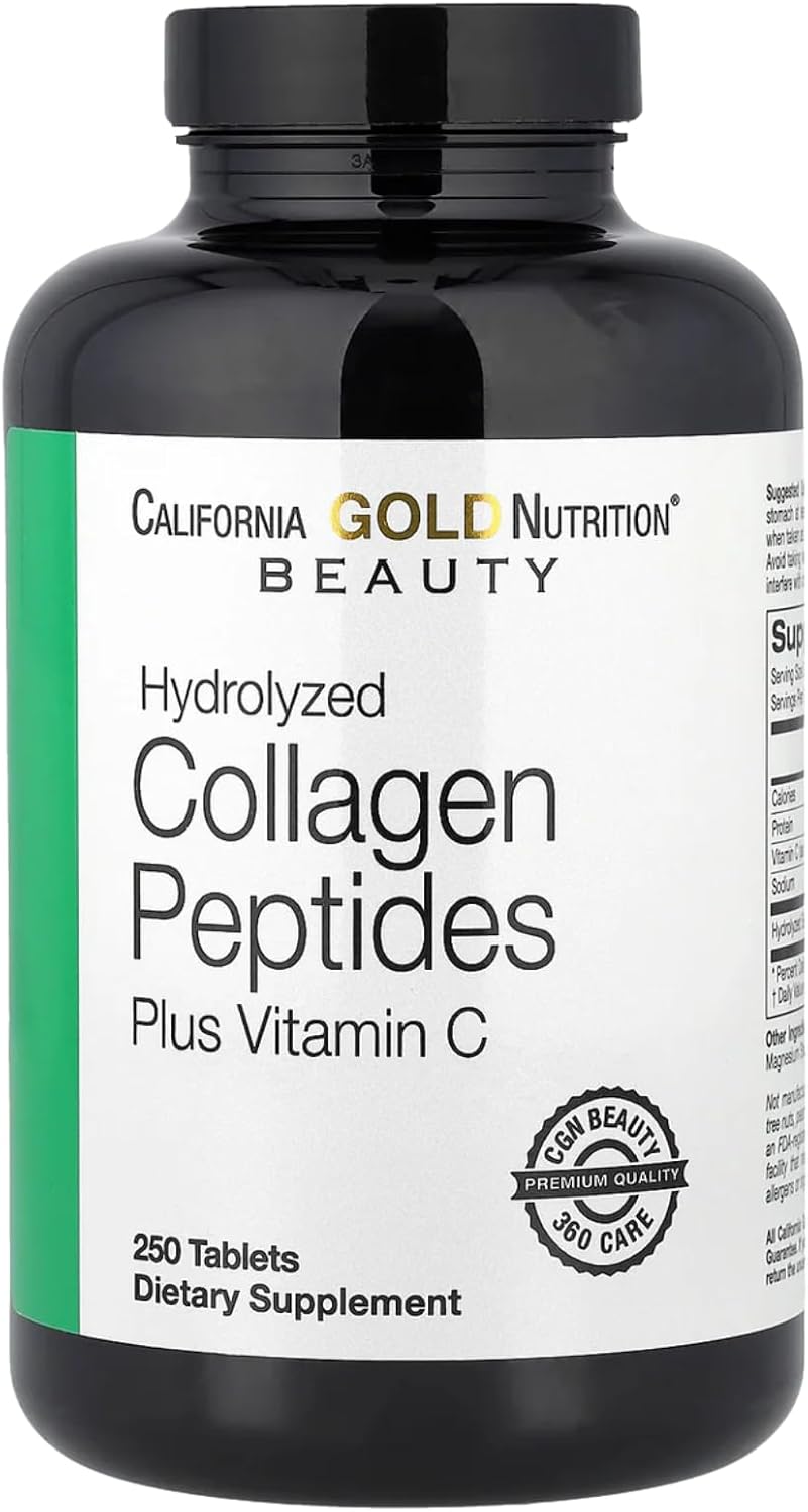 California Gold Nutrition, Hydrolysed Collagen Peptides, Type I & III, and Vitamin C, 250 Tablets - görsel 2