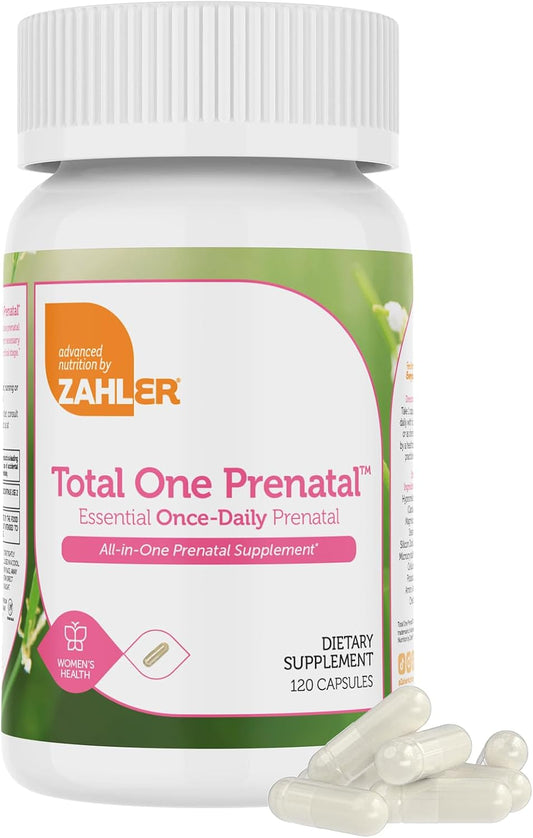 Zahler Total One Prenatal Vitamins for Women (120 Capsules) – Daily Multivitamin with Folic Acid, Iron, Zinc & Essential Nutrients