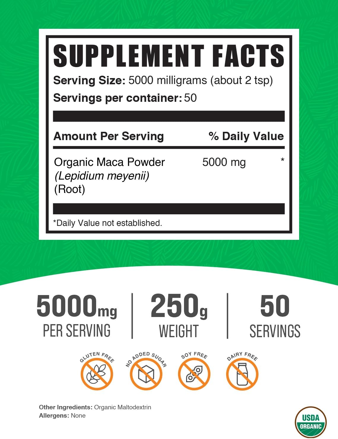 BulkSupplements Organic Maca Powder, 250g - görsel 2