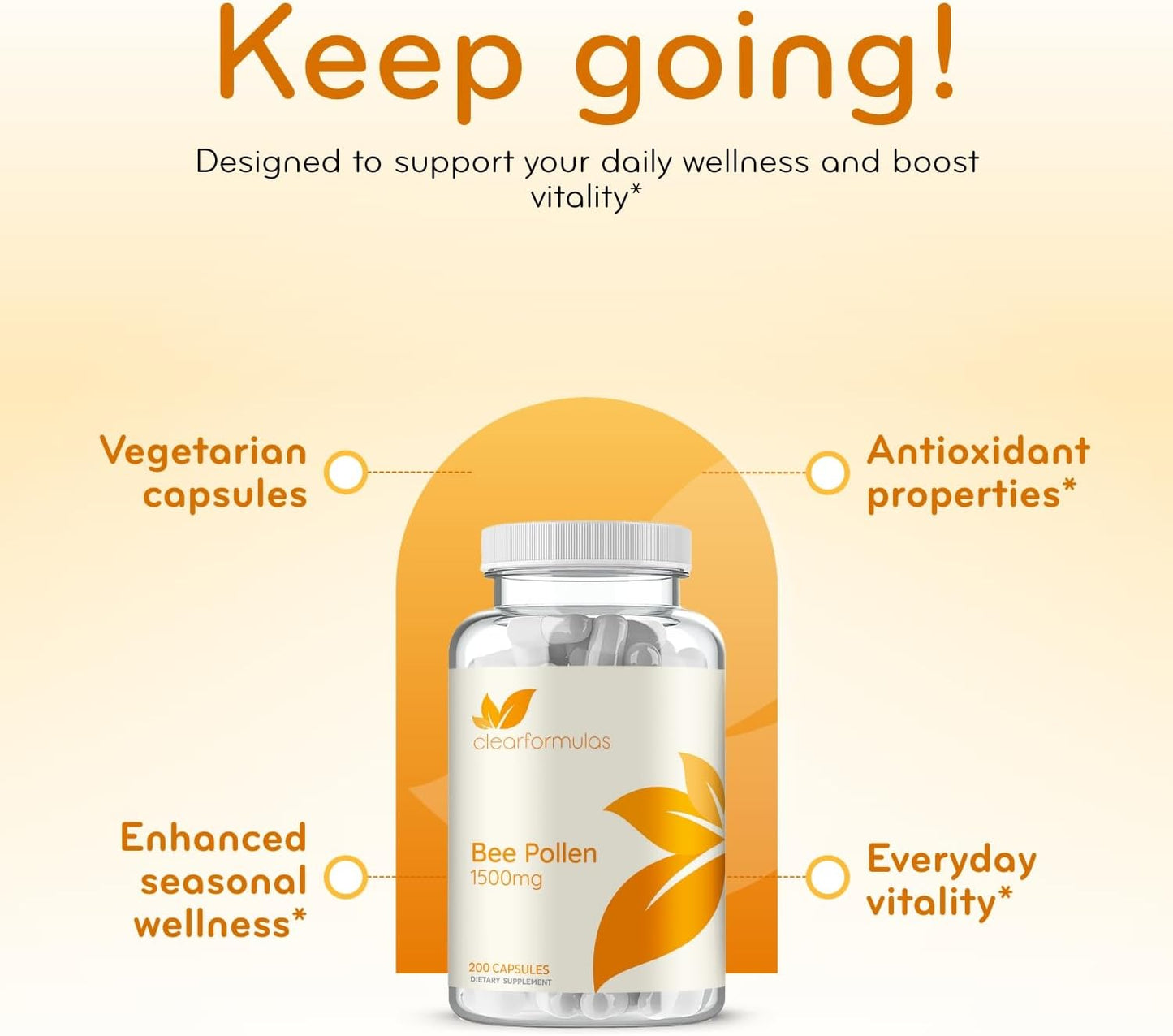 High Strength Bee Pollen Supplement - Natural Superfood with Vitamins Minerals Antioxidants - 1500mg Serving (200 Capsules) - görsel 5